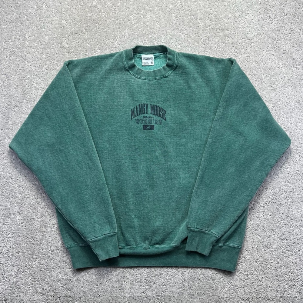 VINTAGE Chouinards Sweatshirt Mens XL Green Mangy Moose Wyoming Made in USA
